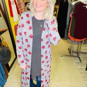 Gray and Red Heart Duster
